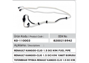 8200218942 8200050936 Renault Clio - Kangoo Yakıt Hortum Seti